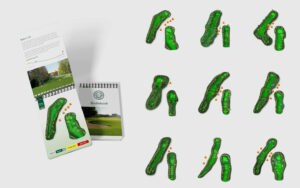 3D Illustrationen von Golfbahnen für Abschlagtafeln und Birdiebook